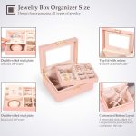 LANDICI Jewelry Organizer Box for Women Teen Girls,Large Jewelry Storage Case with Mirror,2 Layer Removable Stackable Tray,Leather Jewellery Display Holder for Ring Necklace Earring Bracelets,Grey - Image 4